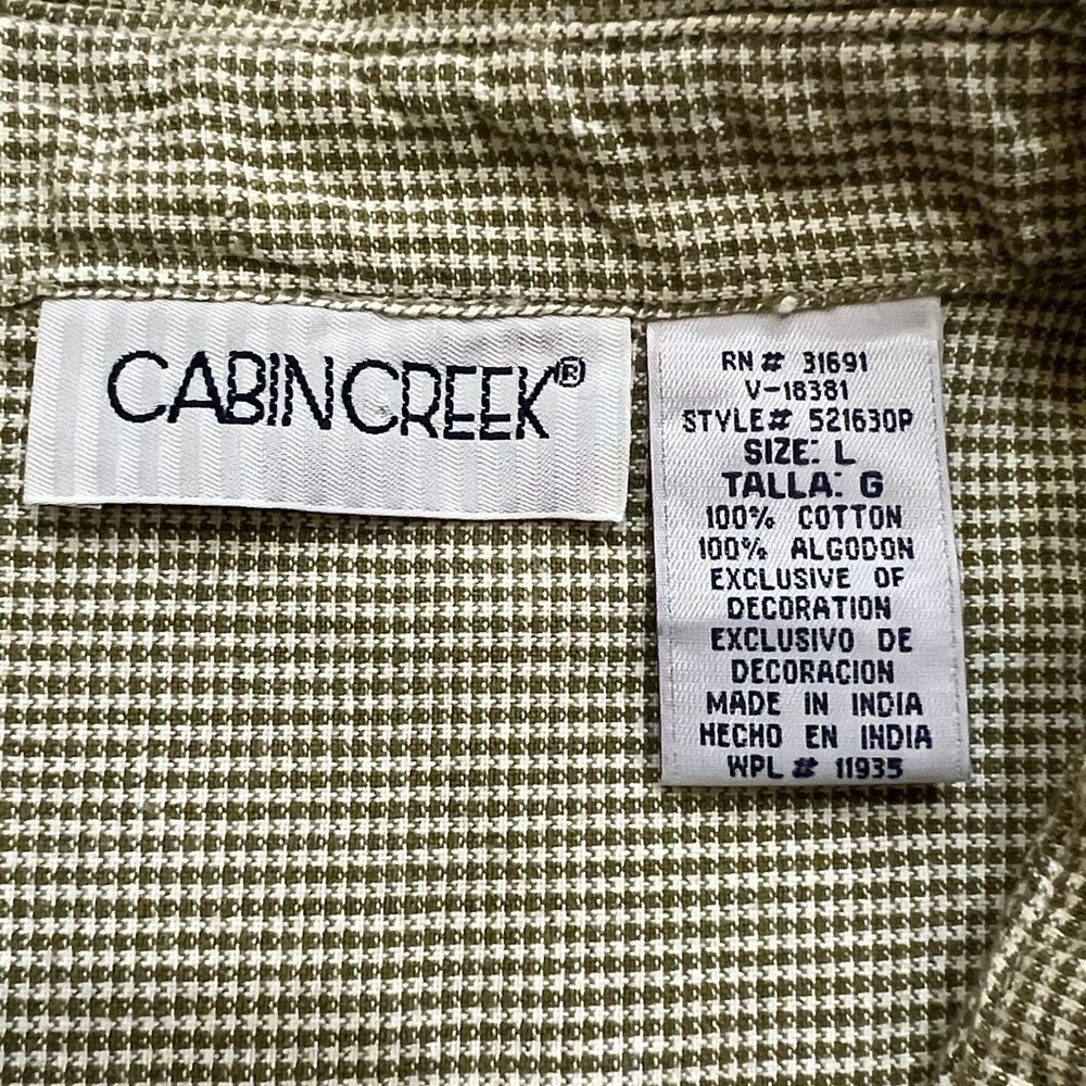 Vintage Cabin Creek Embroidered Fall Leaves Green Checkered Button Down Shirt - Picture 7 of 11